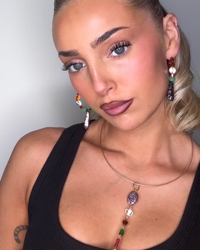 Lottie love limited edition multi coloured drop crystal hoop earrings