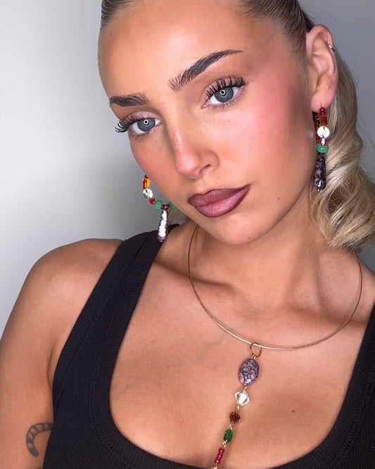 Lottie love limited edition multi coloured drop crystal hoop earrings