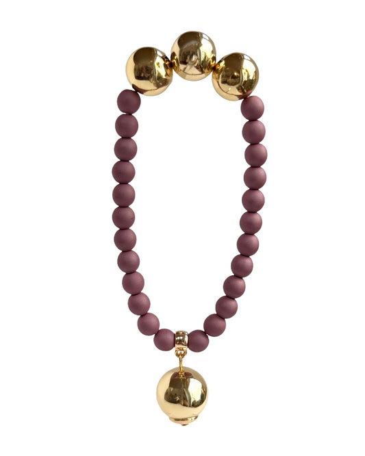 Deep grape Betty boo Crystal gold beaded bracelet