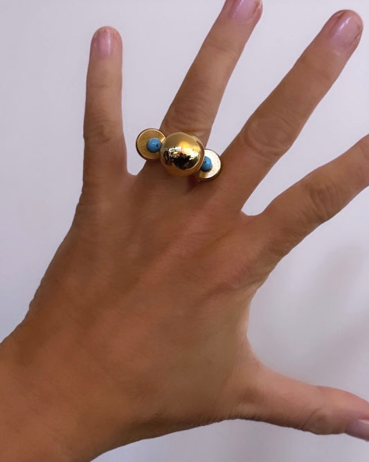 Fiesta turquoise gold ring