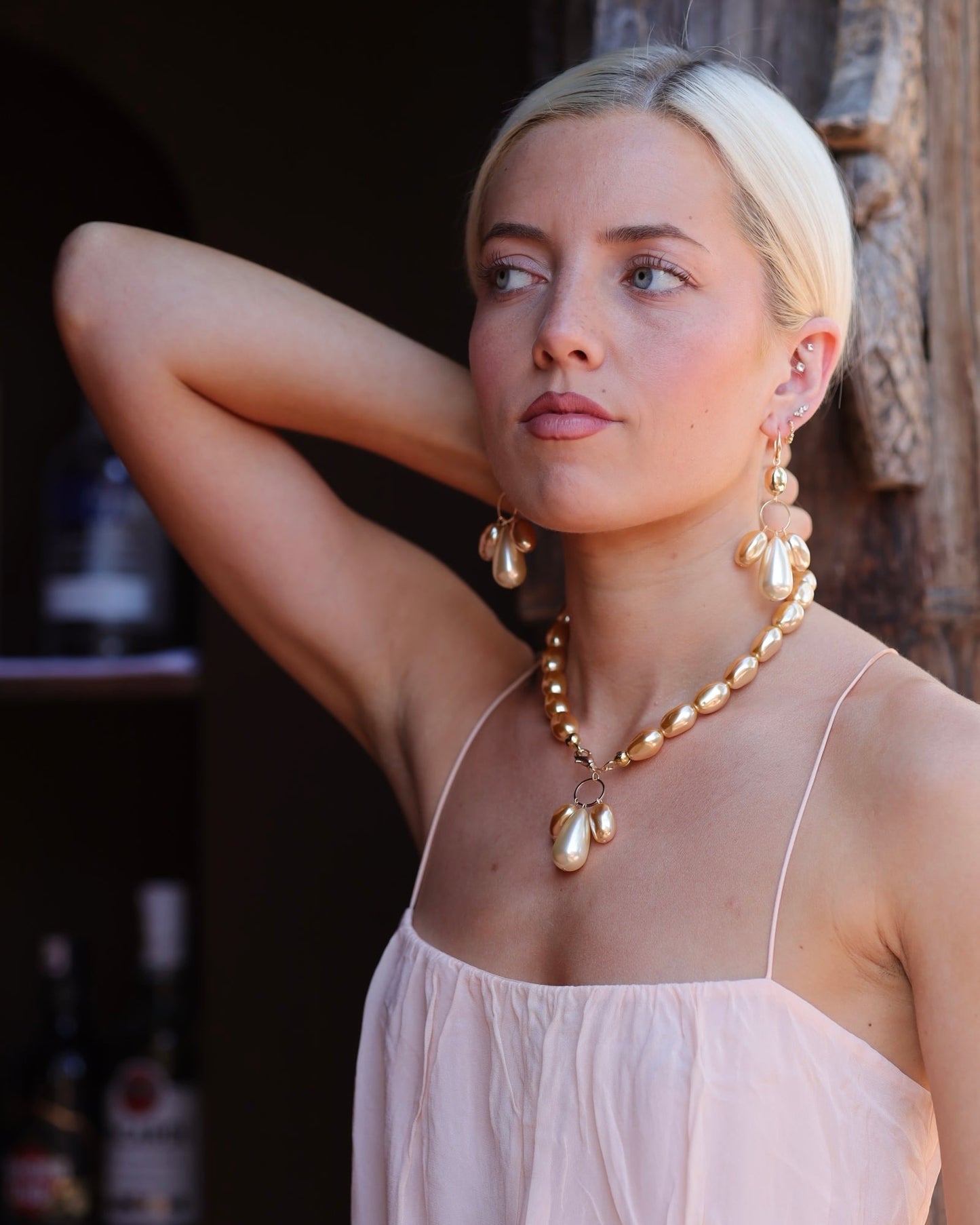Gabriella japanese vintage lucite pearl + 18k gold plated earrings