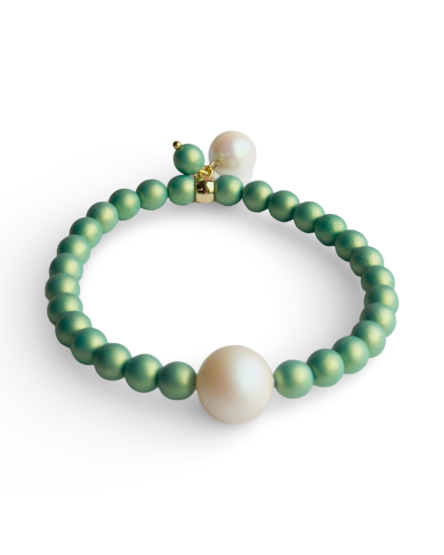 Lush lollipop sage green crystal pearl bracelet