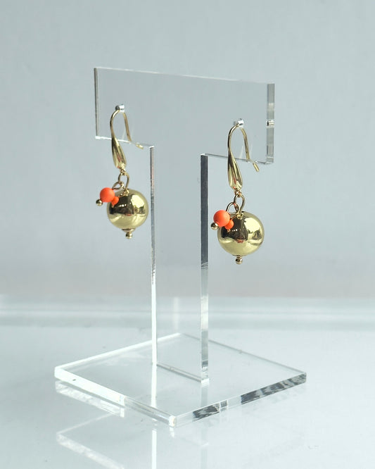 Roxie belle gold, neon orange charm drop earrings