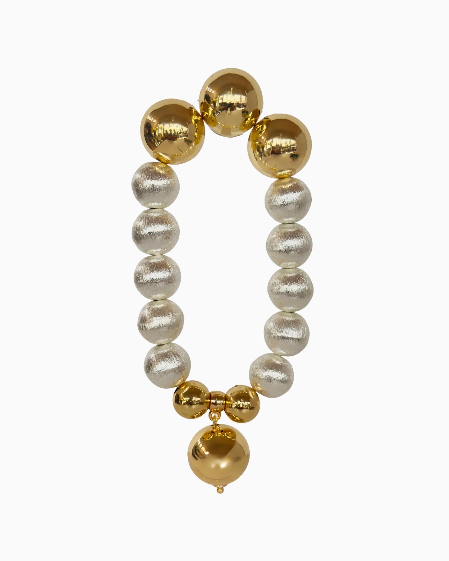 Pippa Pie Silver plated beaded bracelet, gold drop charm