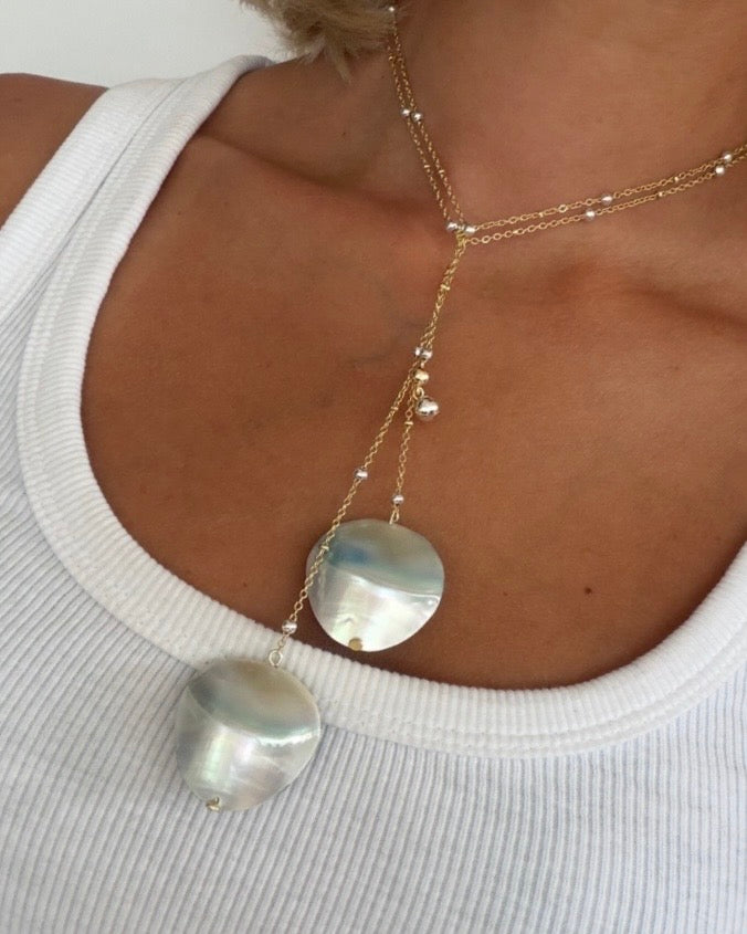 Nalu Vintage Shell Soft Grey Pearl Necklace