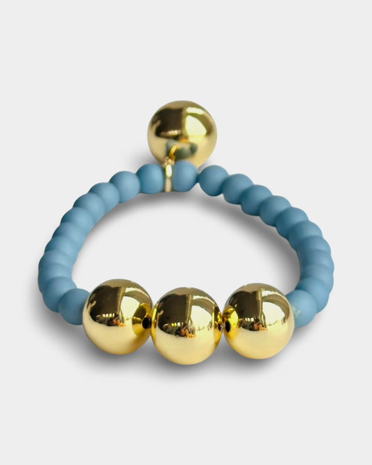 Betty boo faded denim crystal pearl gold beaded bracelet