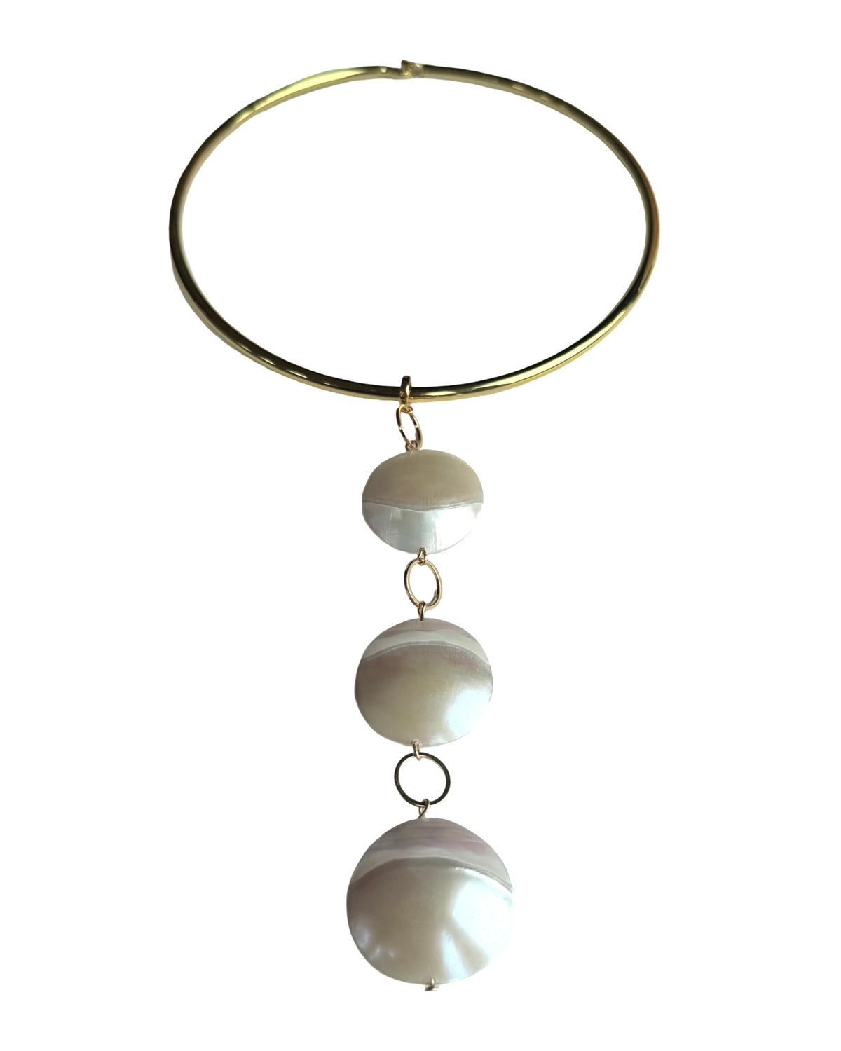 LOVE Beth Paloma 14K gold plated collar necklace with delicate vintage shell pearl drops.