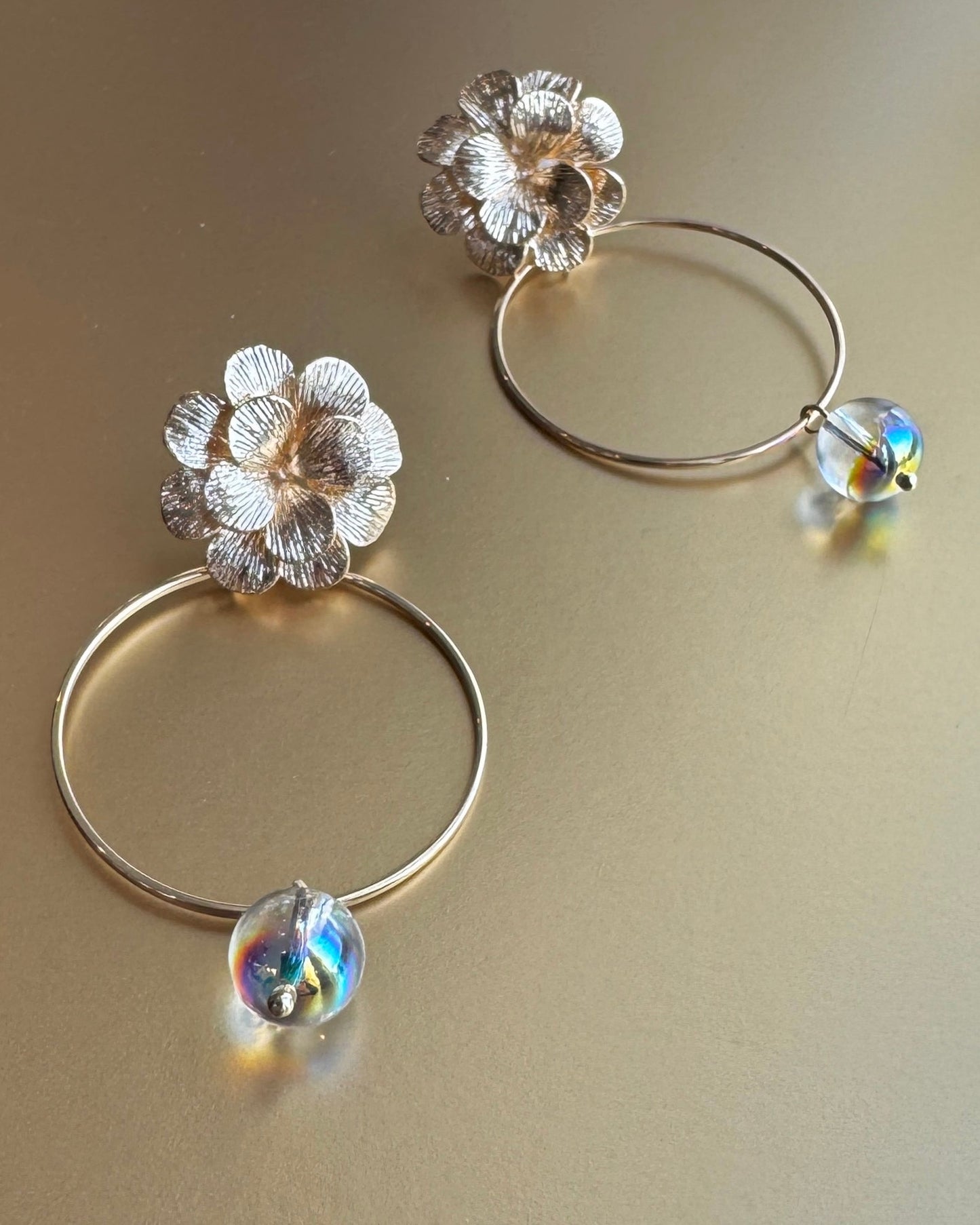 Dyana floral drop hoop earrings