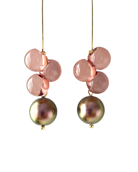 Petula Blush & Aubergine Drop Earrings
