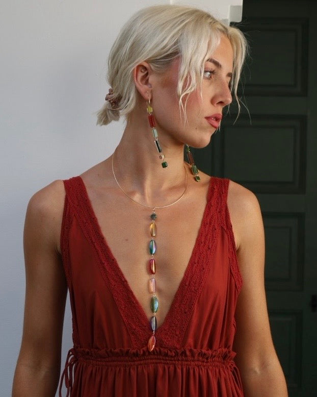 Posie long drop collar necklace