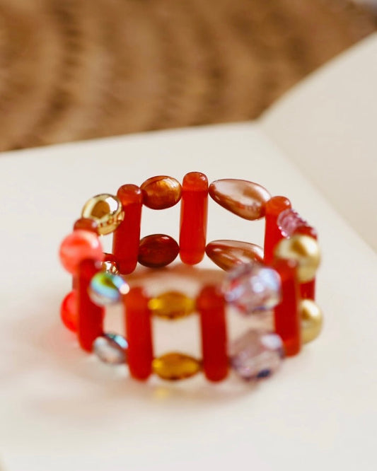 Caramel crunch double trouble beaded cuff