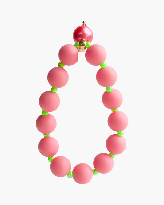 Beau pink + neon green, peach pearl bracelet
