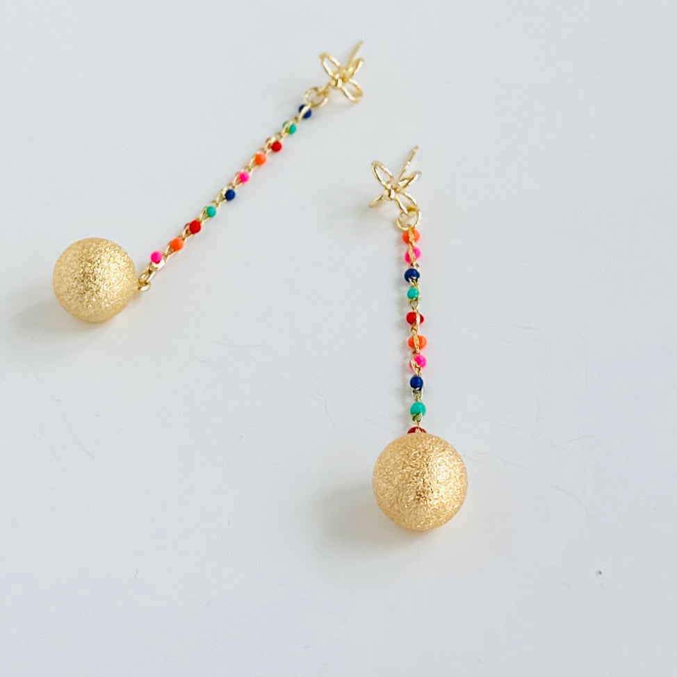 Asha Matt gold multi coloured drop earrings