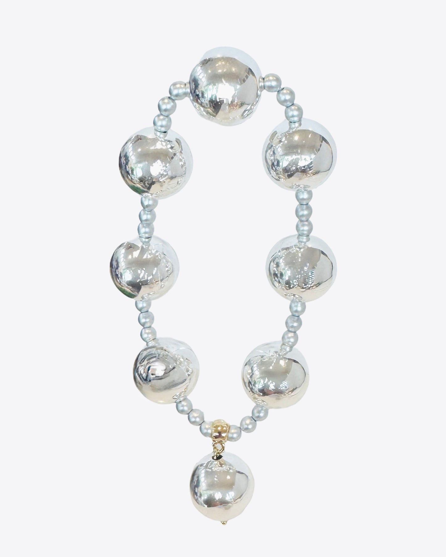Penny plum silver stream crystal pearl bracelet, silver drop charm
