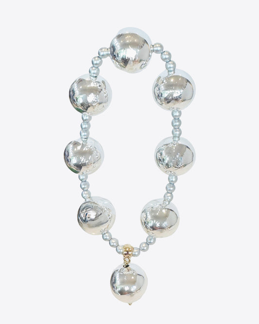 Penny plum silver stream crystal pearl bracelet, silver drop charm