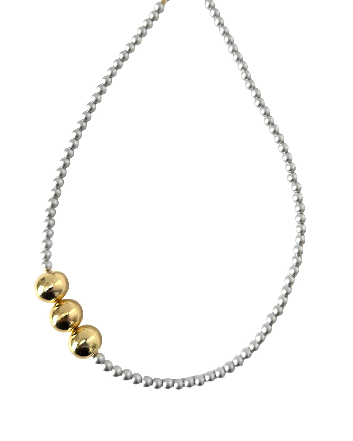BETTY BOO SILVER CRYSTAL PEARL + GOLD CHOKER