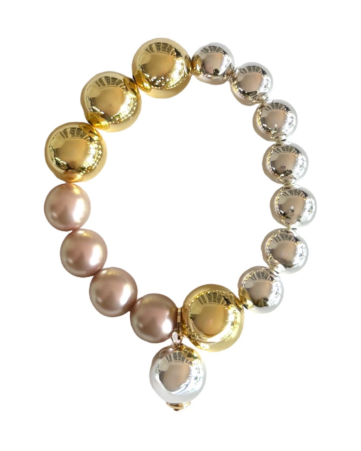 Snowdrop Champagne Pink Crystal Pearl Bracelet