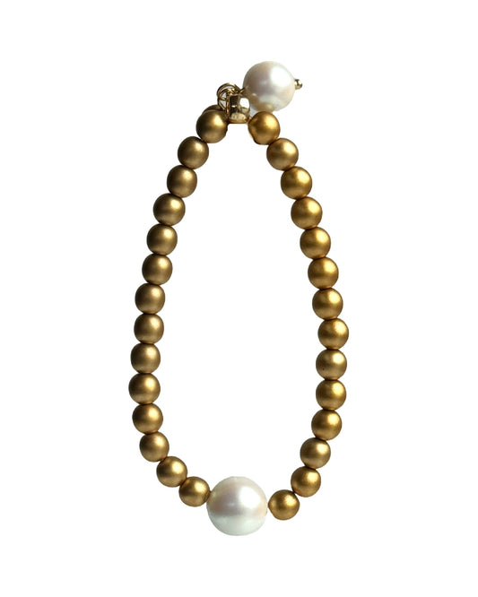 Lush lollipop Matt gold crystal pearl bracelet