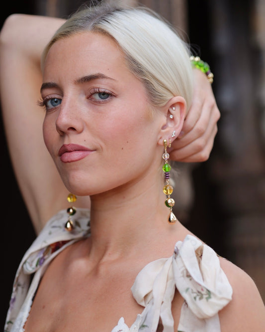 Clarissa Crystal + gold drop earrings
