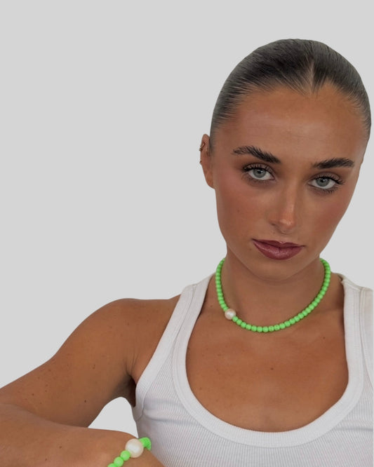 Gilda bright green crystal pearl necklace