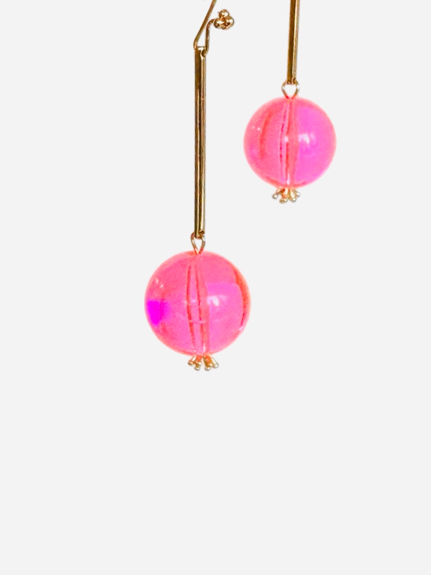 Disco glow vintage neon pink drop earrings