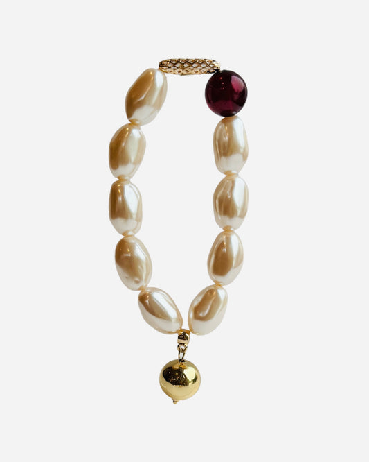 Bejewelled Juliette burgundy crystal soft cream Japanese vintage lucite beaded bracelet