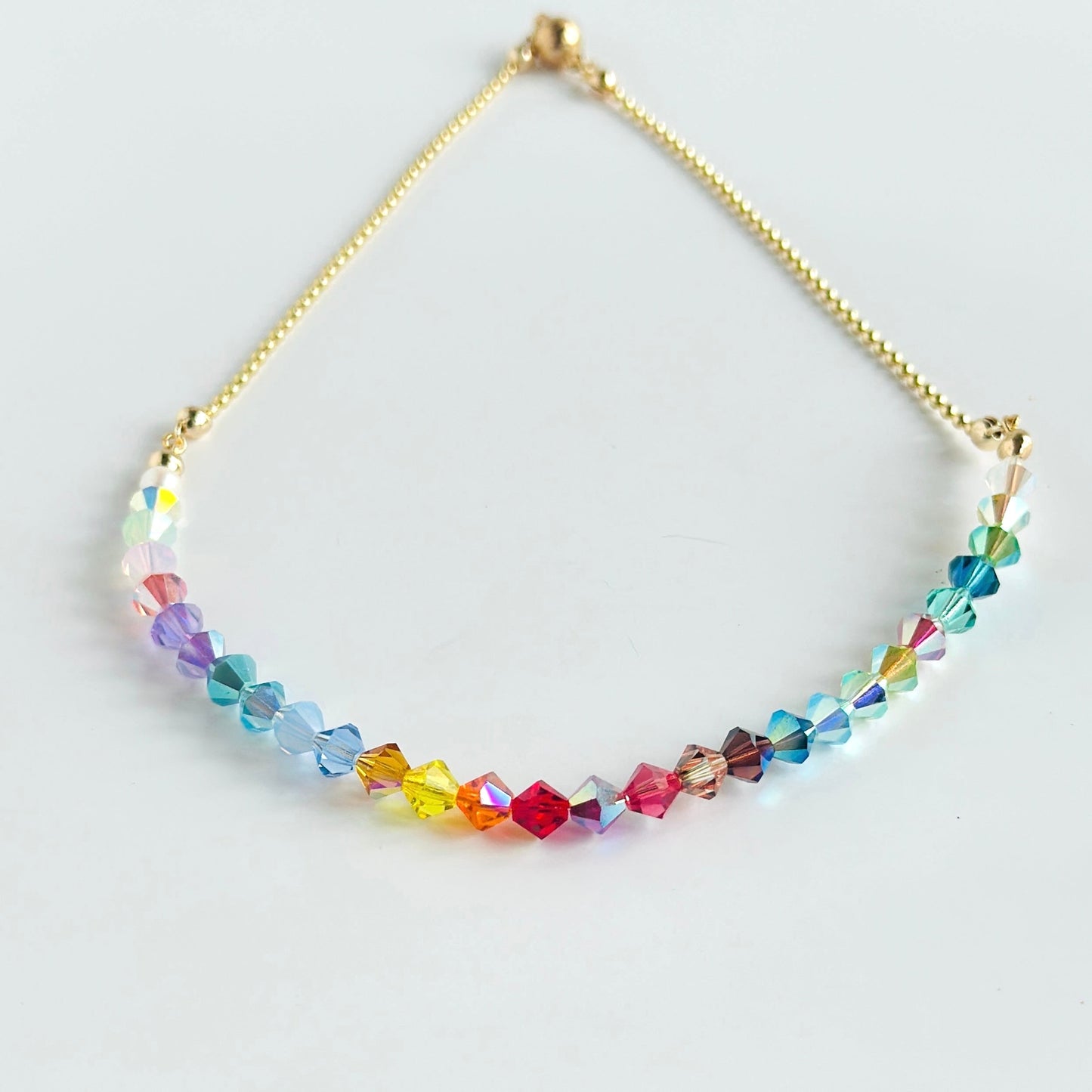 Crystabella rainbow Austrian crystal + gold chocker