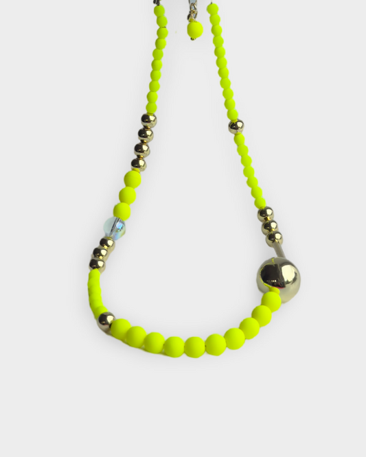 Fifi Trixie Gold + neon yellow crystal necklace