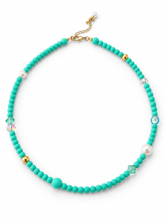 Sherbet Drop | Turquoise Crystal Pearl Choker
