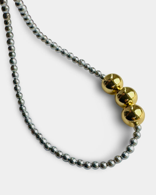 Betty boo silver gold pearl beads necklace