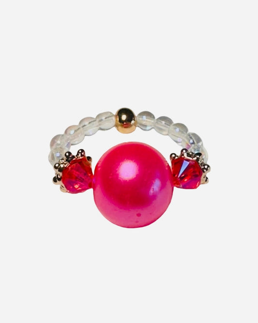 Bubblegum pink crystal pear rose ring