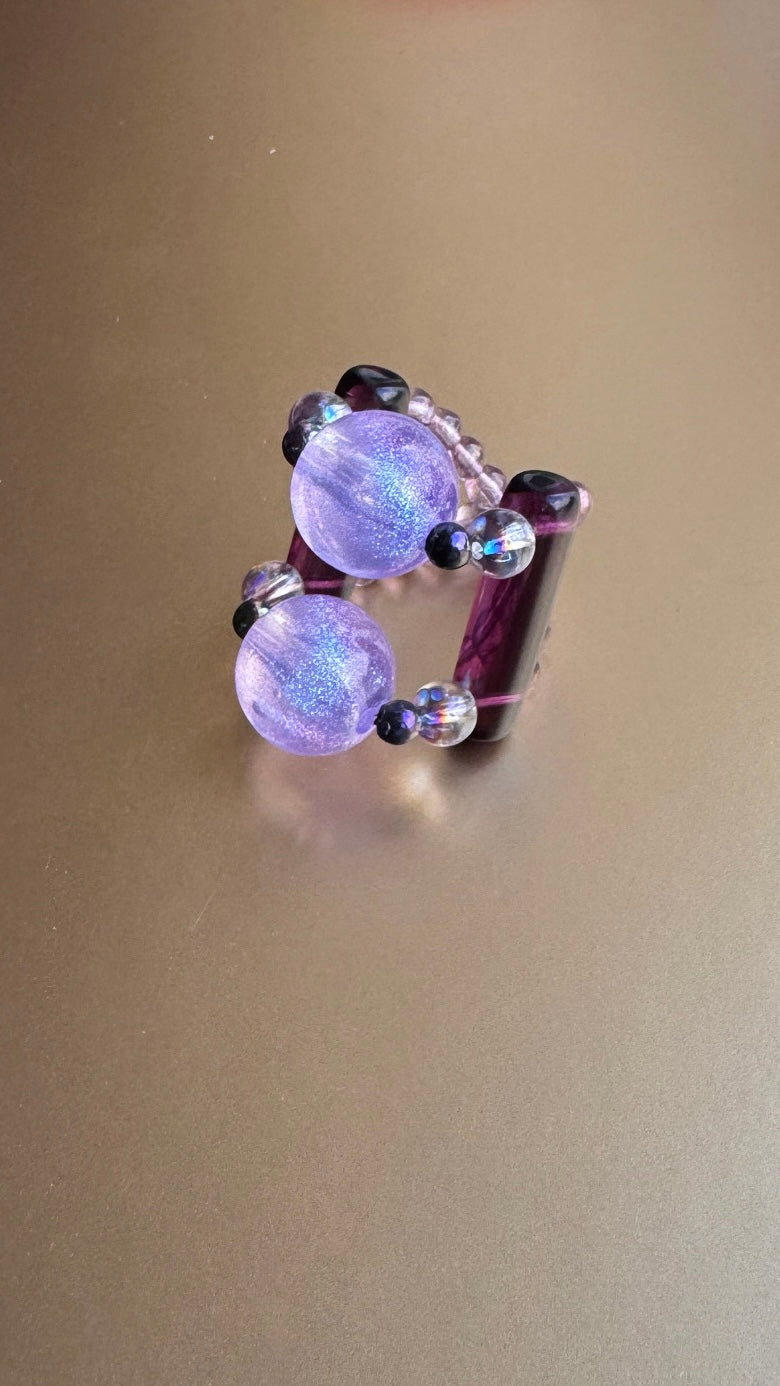 Moonbeam purple double layer ring