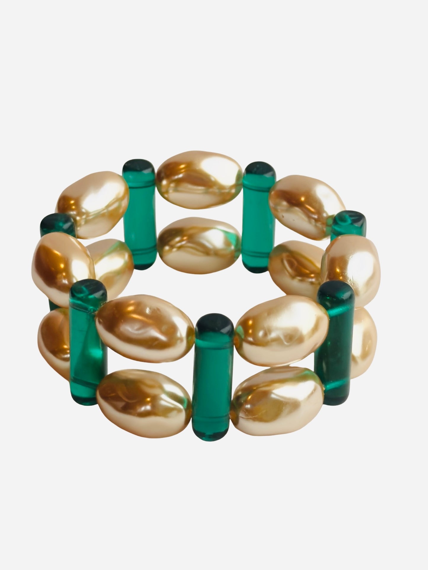 Julietta vintage soft gold lucite pearl crystal+ crystal cuff