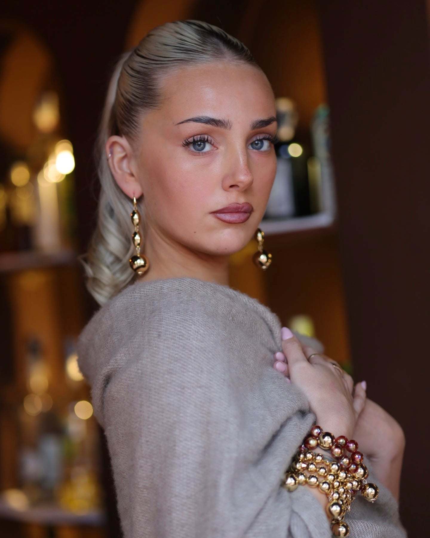 Lyra gold drop earrings