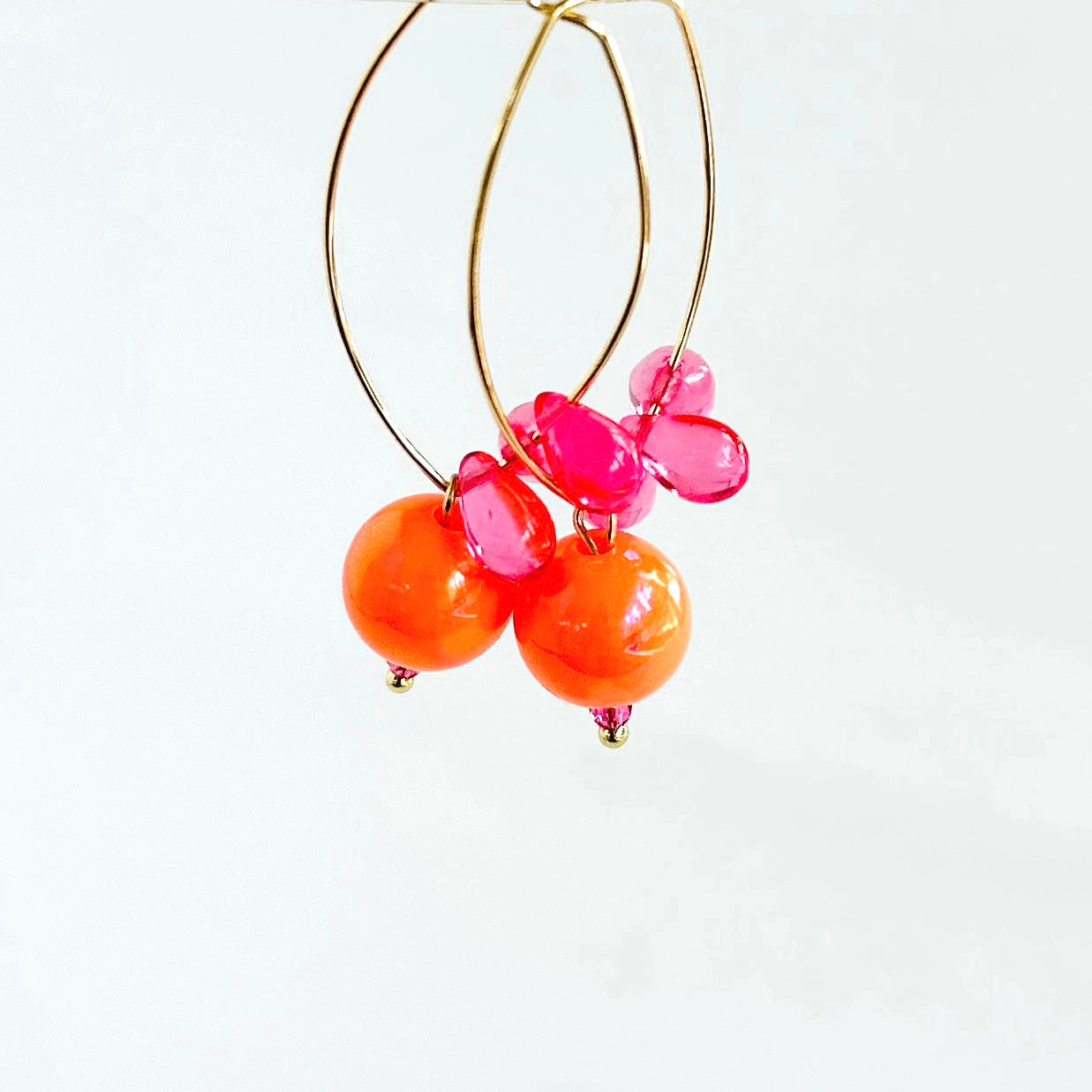 Belinda tangerine + pink drop earrings