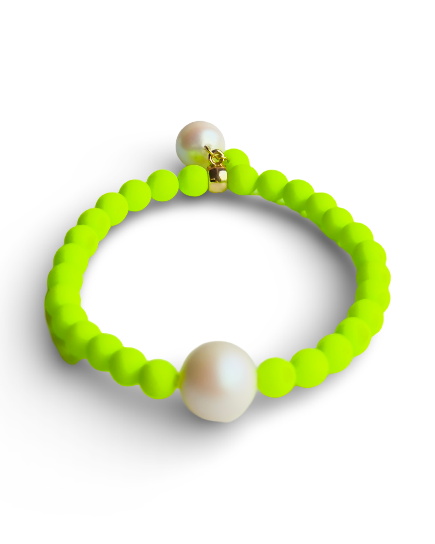 Lush lollipop neon green Matt crystal pearl bracelet