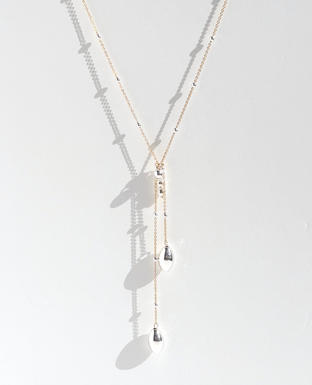 Sorella 18k Gold Filled + Silver Long Drop Necklace