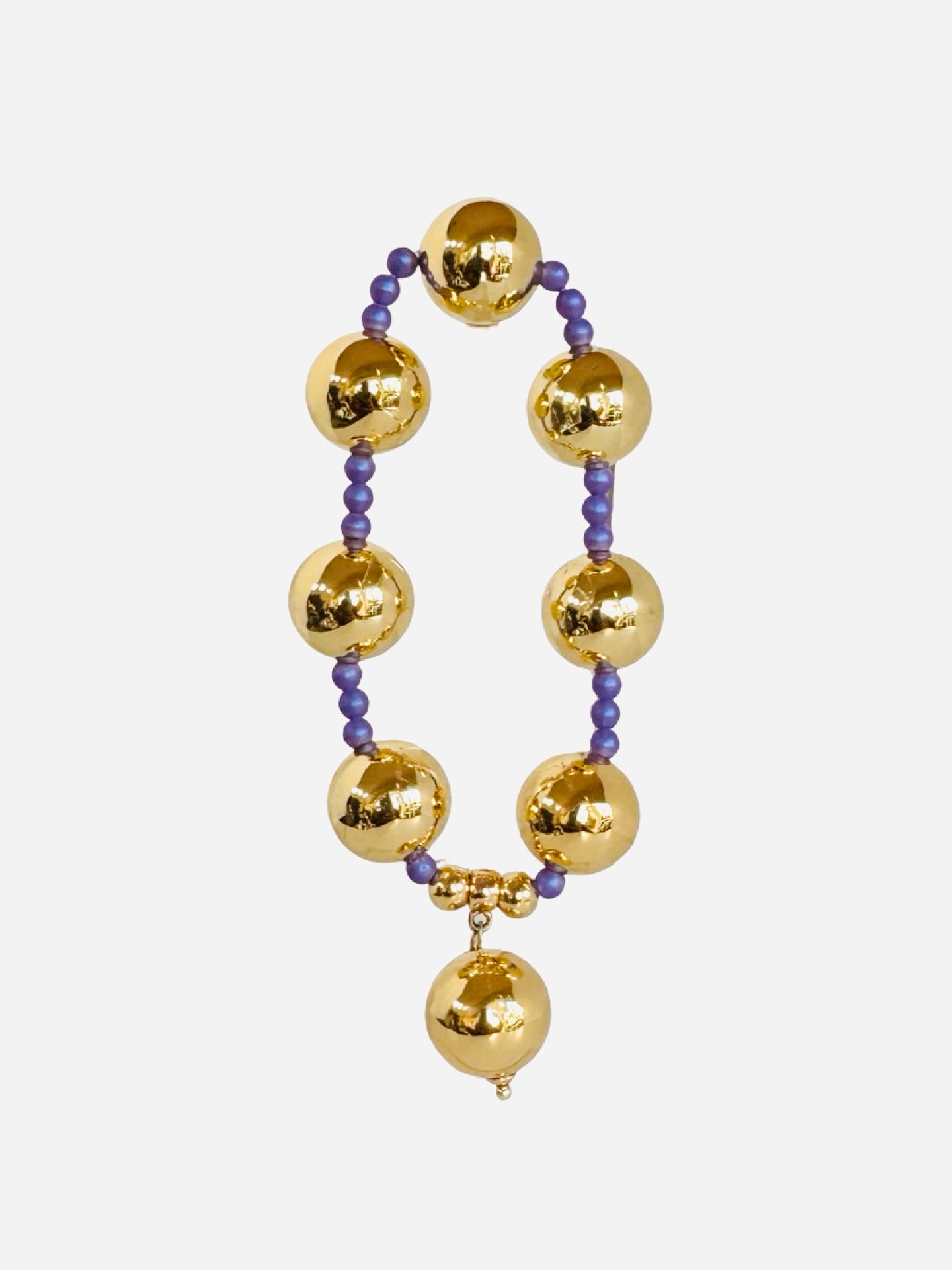 Penny plum iridescent purple haze crystal pearl gold beaded bracelet