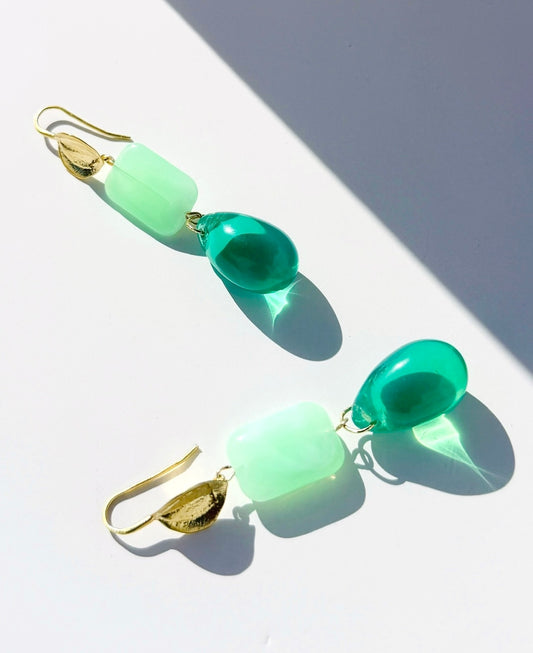 Irena crystal seafoam + vintage beaded drop earrings