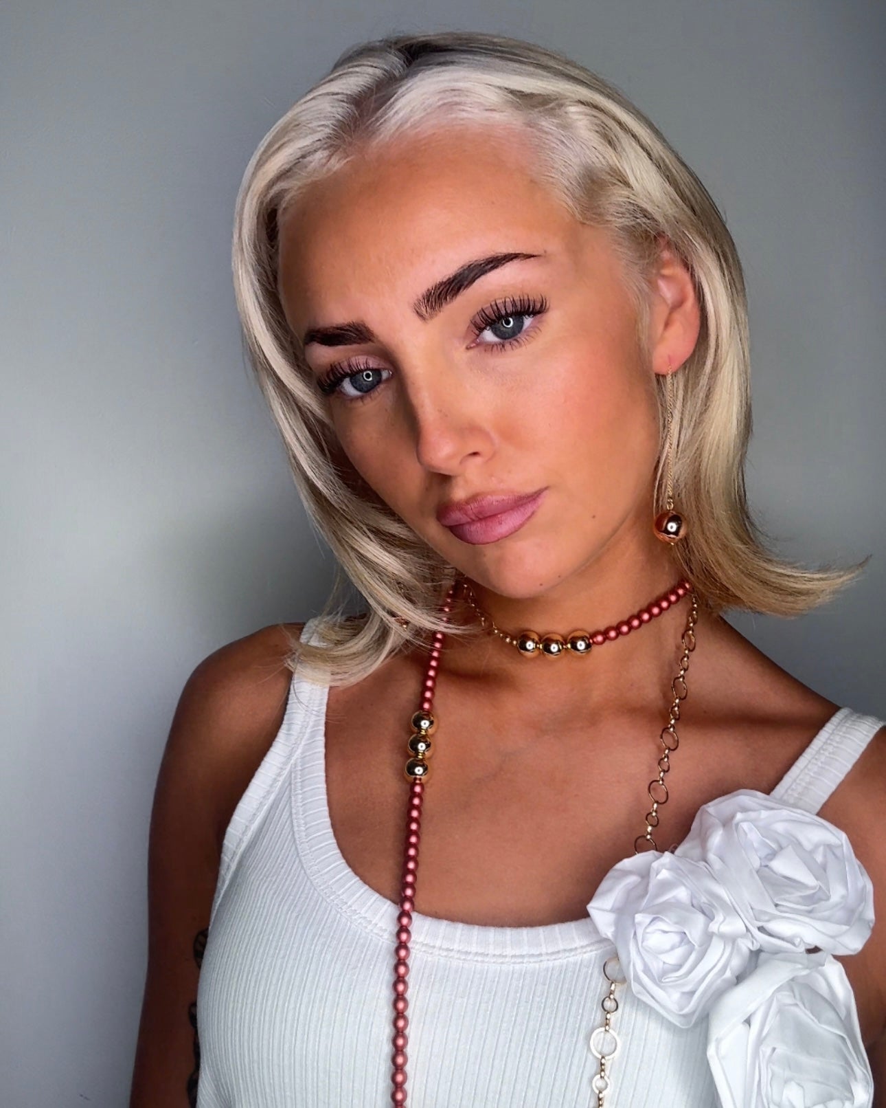 Barberella burgundy crystal pearl + 18k gold plated long wrap necklace