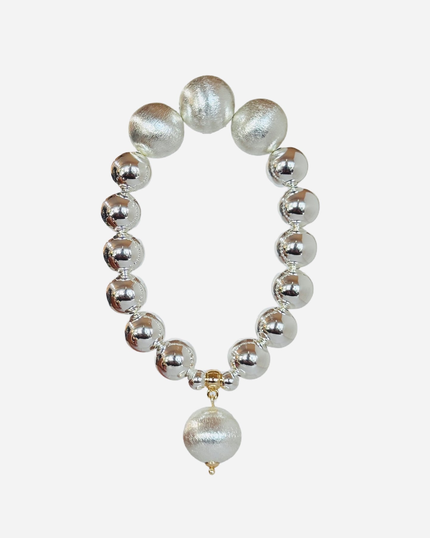 Pippa Pie Silver plated beaded bracelet, silver drop charm