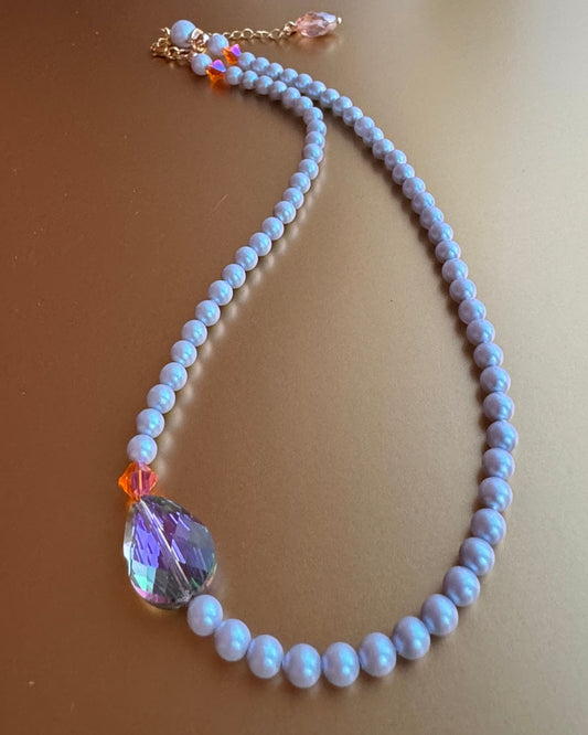 Glenda softest blue + crystal necklace