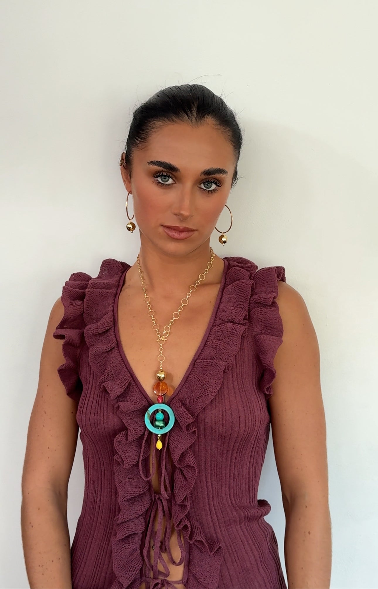 Wildflower drop beaded pendant necklace