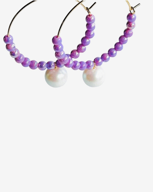Colour pop pearl + lilac hoops