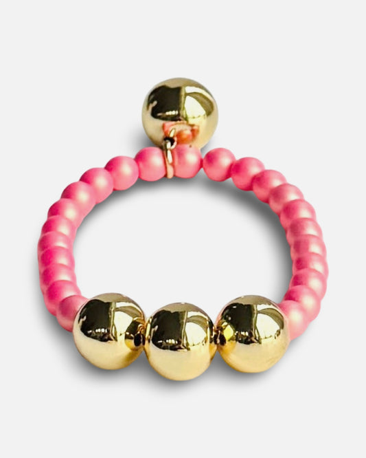 Betty boo soft pink crush crystal pearl gold beaded bracelet