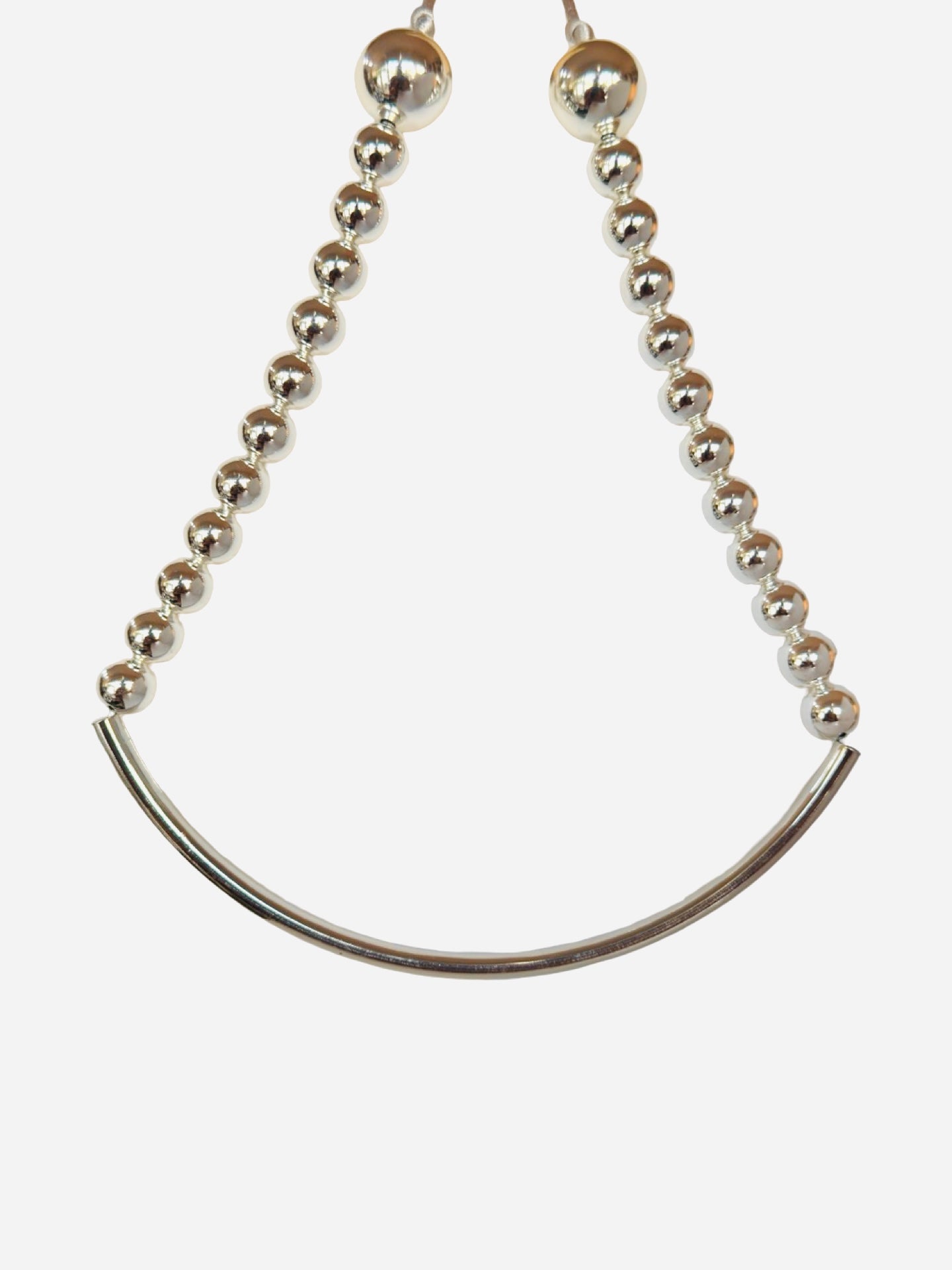 Paris multi wear silver plated beaded, silk chord necklace