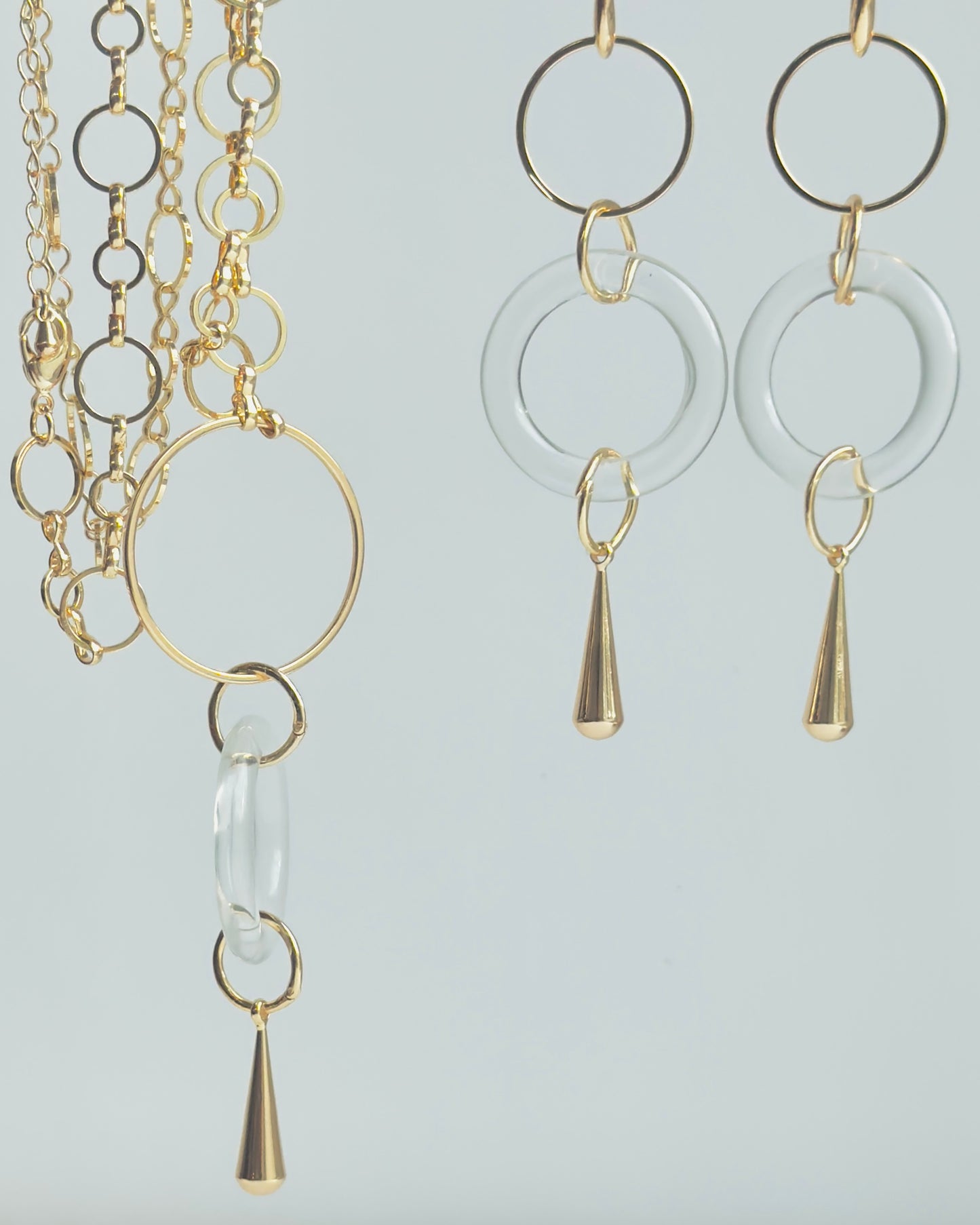 Harper gold + vintage lucite drop pendant