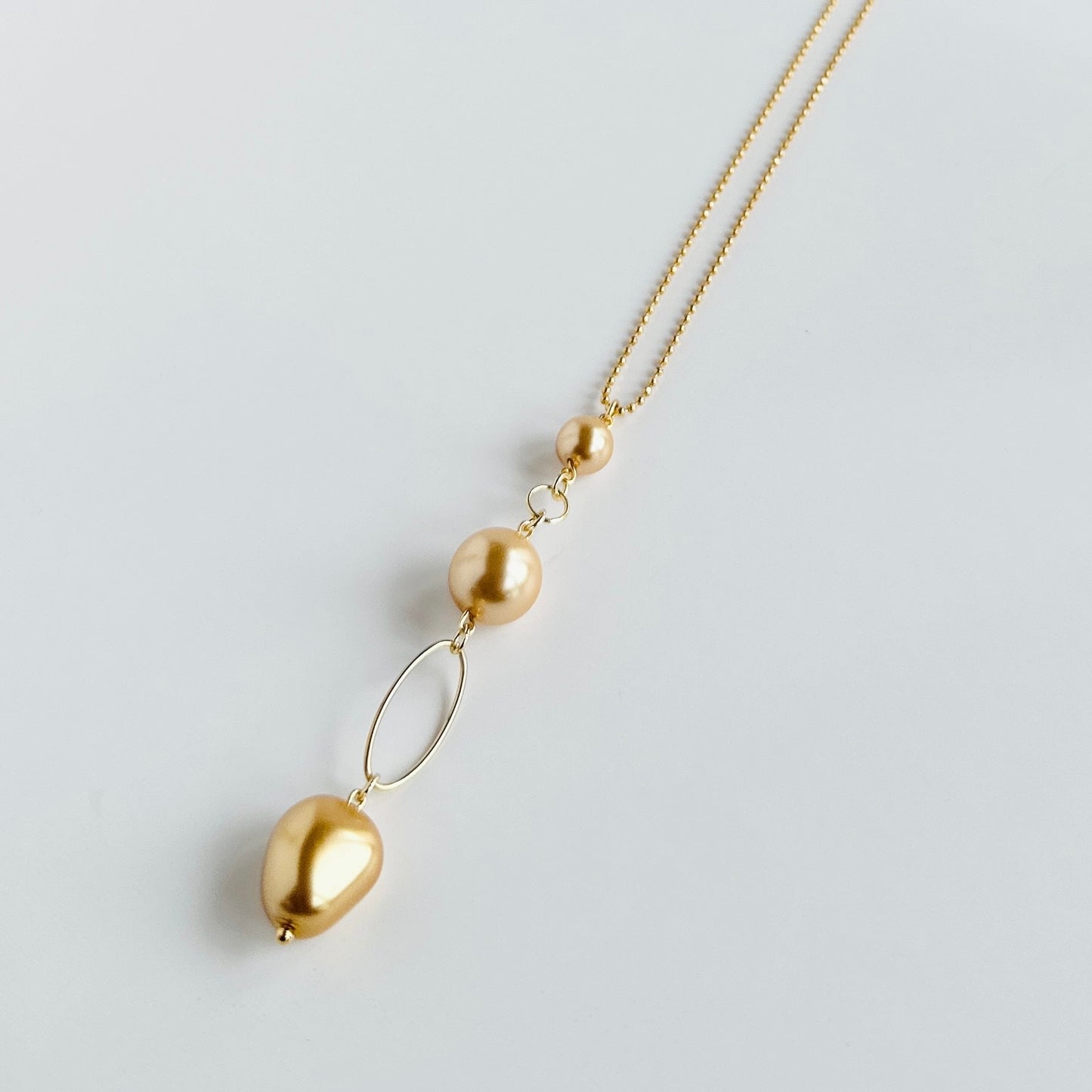 Portia 14k gold filled chain, baroque crystal pearl drop necklace