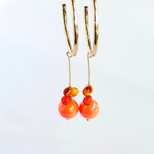 Malinda tangerine drop Crystal hoop earrings