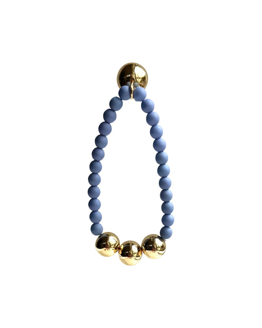 Betty Blue cornflower blue crystal pearl gold beaded bracelet